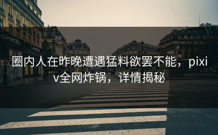 圈内人在昨晚遭遇猛料欲罢不能，pixiv全网炸锅，详情揭秘