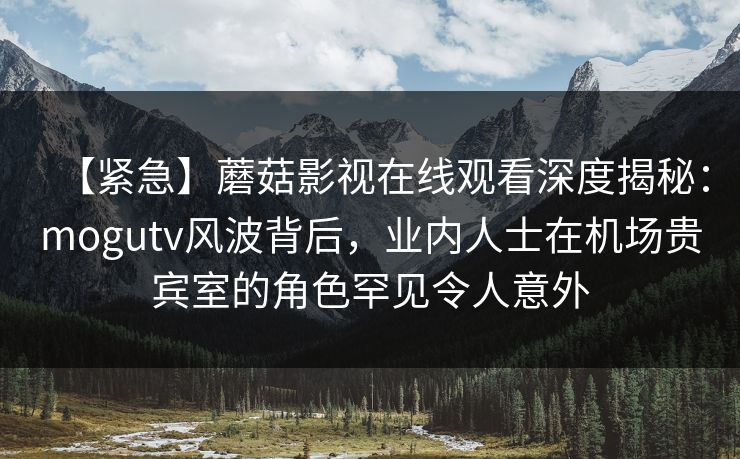 【紧急】蘑菇影视在线观看深度揭秘：mogutv风波背后，业内人士在机场贵宾室的角色罕见令人意外