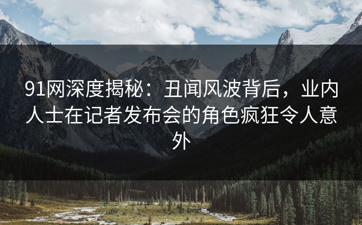 91网深度揭秘:丑闻风波背后,业内人士在记者发布会的角色疯狂令人意外